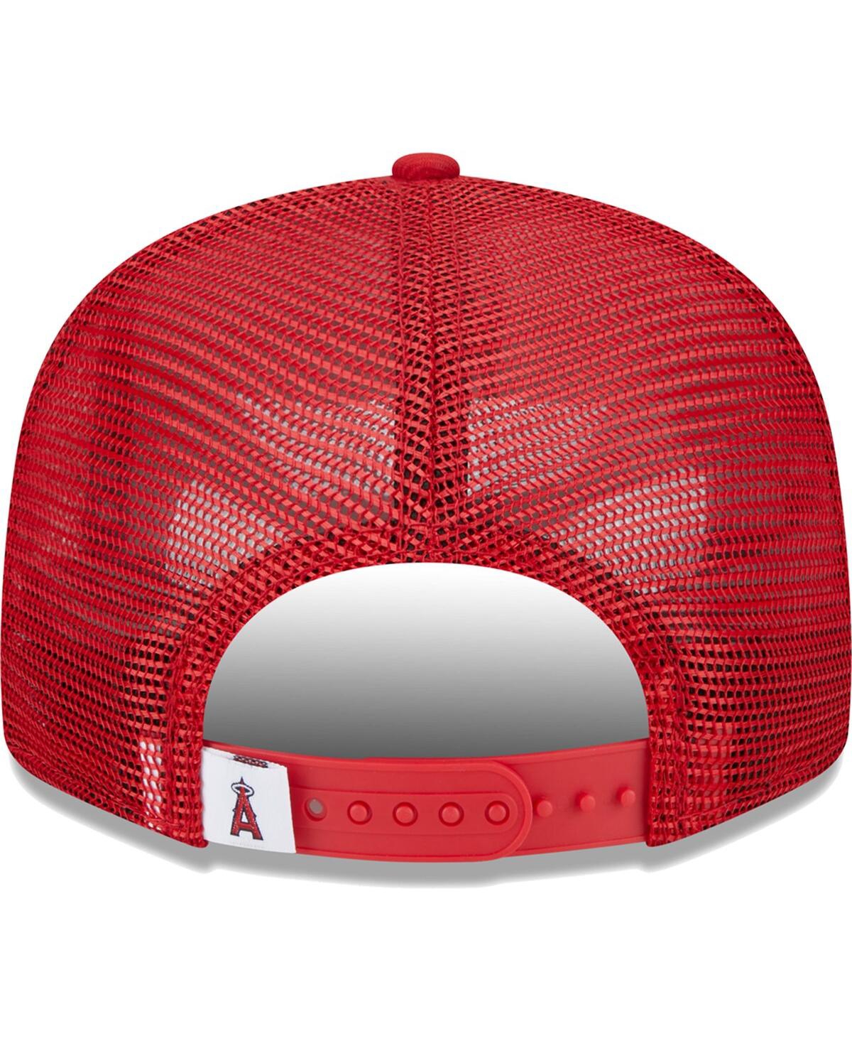 Men's New EraLos Angeles Angels Team Color Trucker 9FIFTY Snapback Hat - Red
