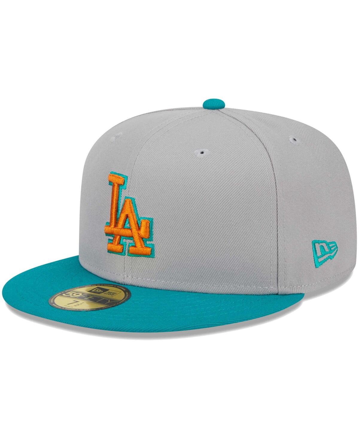 Shop New Era Men's  Gray, Teal Los Angeles Dodgers 59fifty Fitted Hat In Gray,teal
