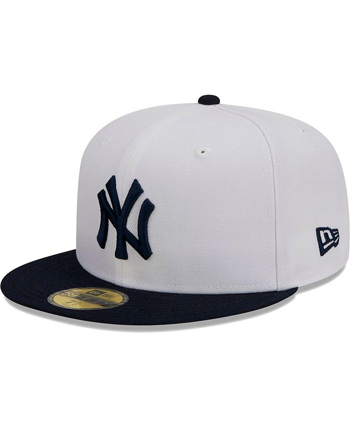 New Era Men's White, Navy New York Yankees Optic 59FIFTY Fitted Hat ...