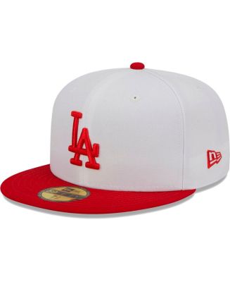 Men s New Era White Red Los Angeles Dodgers Optic 59FIFTY Fitted Hat Macy s