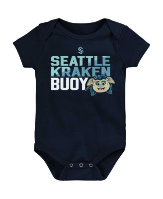 Newborn and Infant Boys and Girls Deep Sea Blue Seattle Kraken Mascot Head Bodysuit