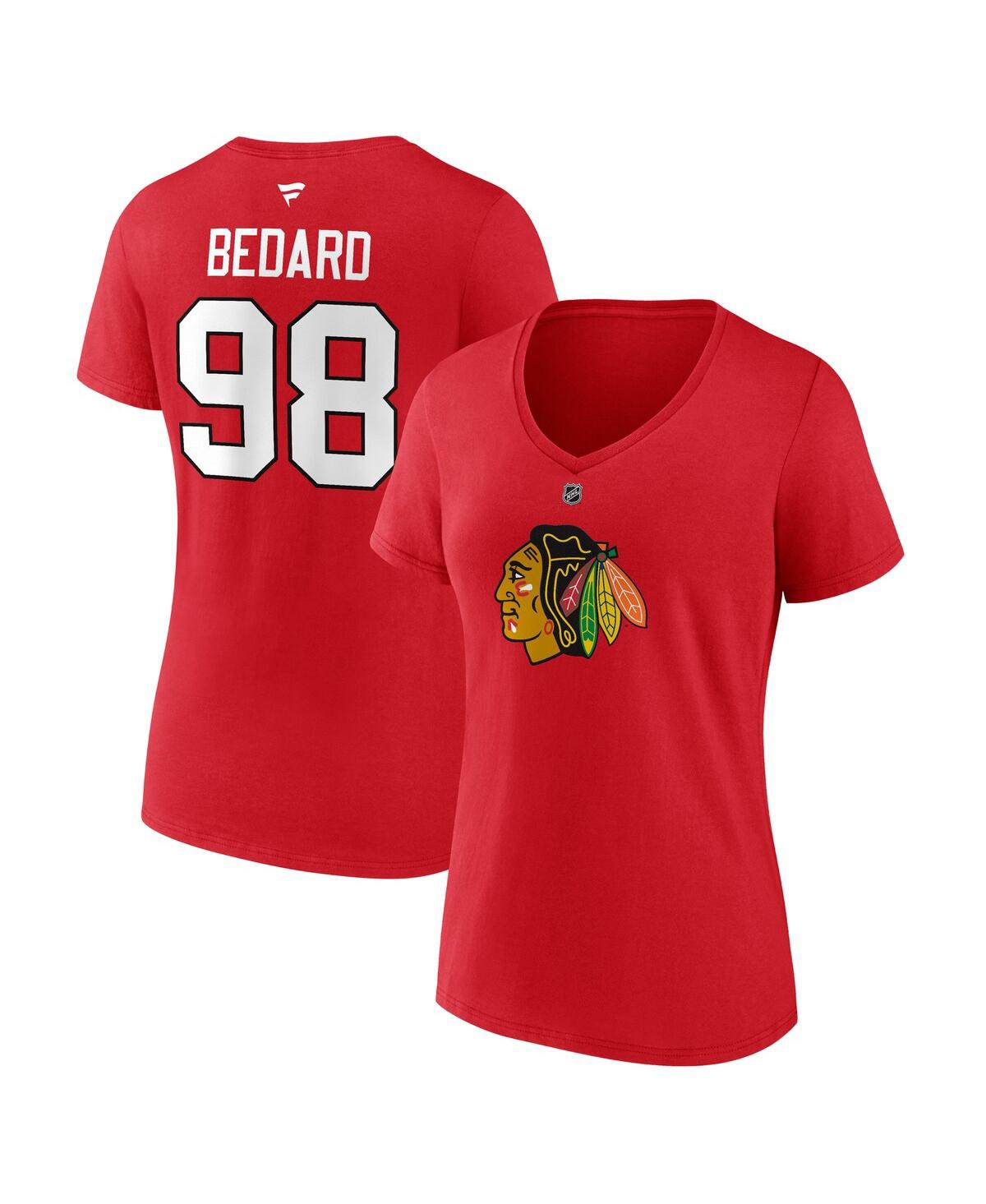 Fanatics Branded Women's Connor Bedard Red Chicago Blackhawks 2023 Nhl Draft Authentic Stack Player Name Numb In Red