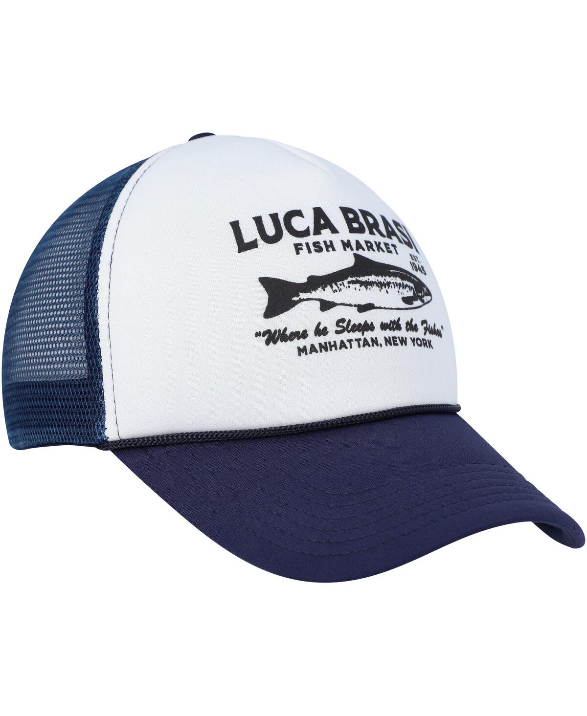 Shop Contenders Clothing Men's And Women's  White, Navy The Godfather Luca Brasi Fish Market Snapback Hat In White,navy