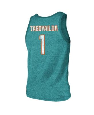 Men's Tua Tagovailoa Aqua Miami Dolphins Name and Number Tri-Blend Tank Top