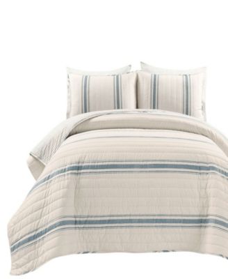 Farmhouse Stripe Reversible Cotton 3-Piece Quilt Set, King
