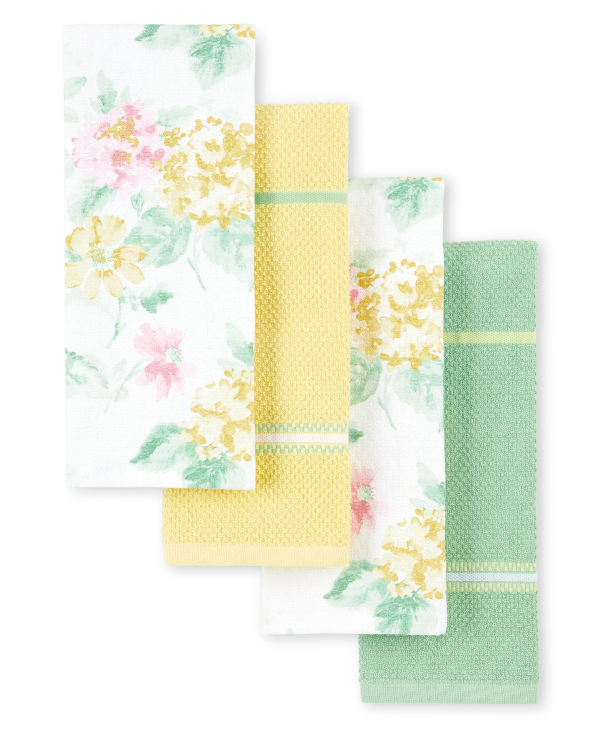 Martha Stewart Amber Floral Kitchen Towel Set 4-pack, 16" X 28" In Petal Pink