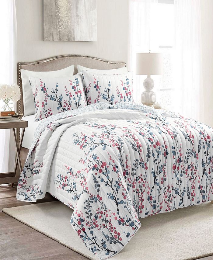 Lush Décor Dolores Reversible 3-Piece Quilt Set, King - Macy's