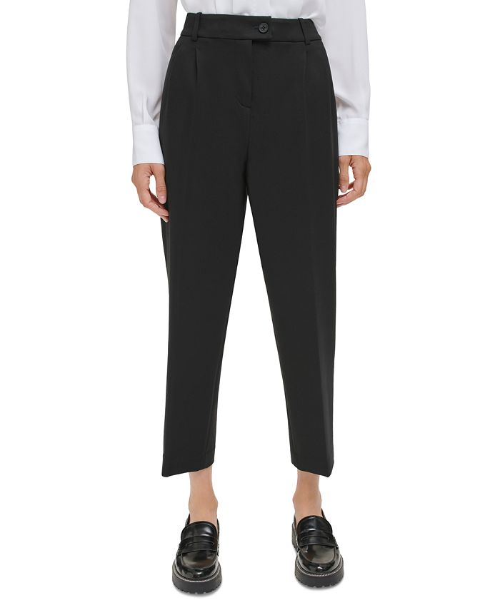 Calvin Klein Petite Pleat-Front Cropped Ankle Pants - Macy's