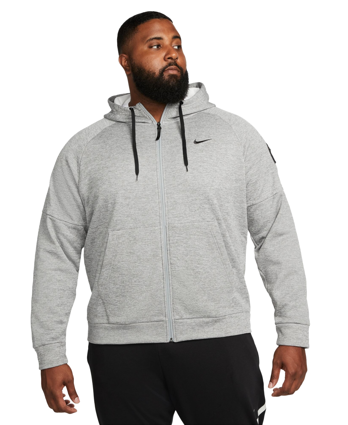 Nike Men's Therma-fit Full-zip Logo Hoodie In Dark Grey Heather