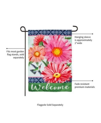 Gerberas and Hummingbird Garden Linen Flag 12.5 x 18 Inches Indoor Outdoor Decor