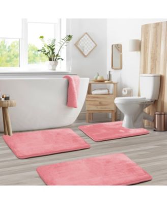 3 Piece Ultra Soft Non-Slip Plush Memory Foam Bath Rug Set - Small, Large & Contour