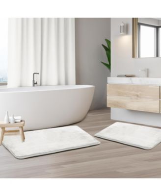 2 Piece Ultra Soft Non-Slip Plush Memory Foam Bath Rug Set - Small & Large