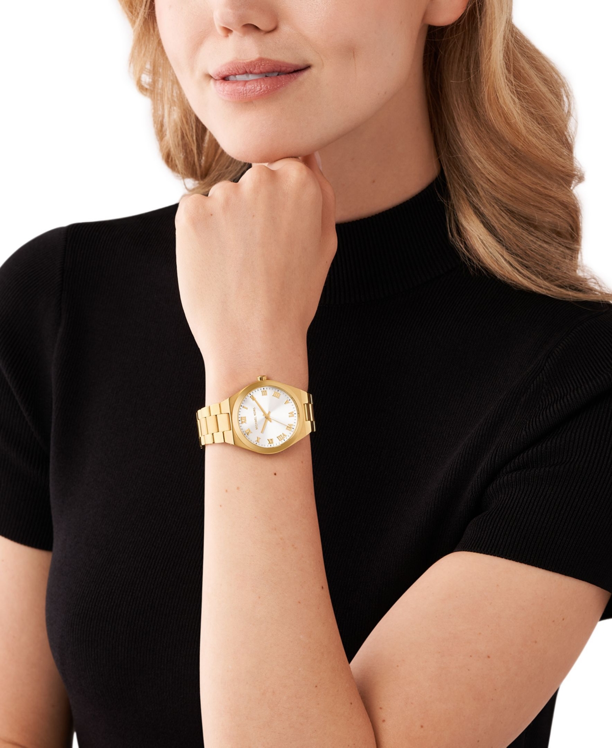Shop Michael Kors Women's Lennox Quartz Three-hand Gold-tone Stainless Steel Watch 37mm