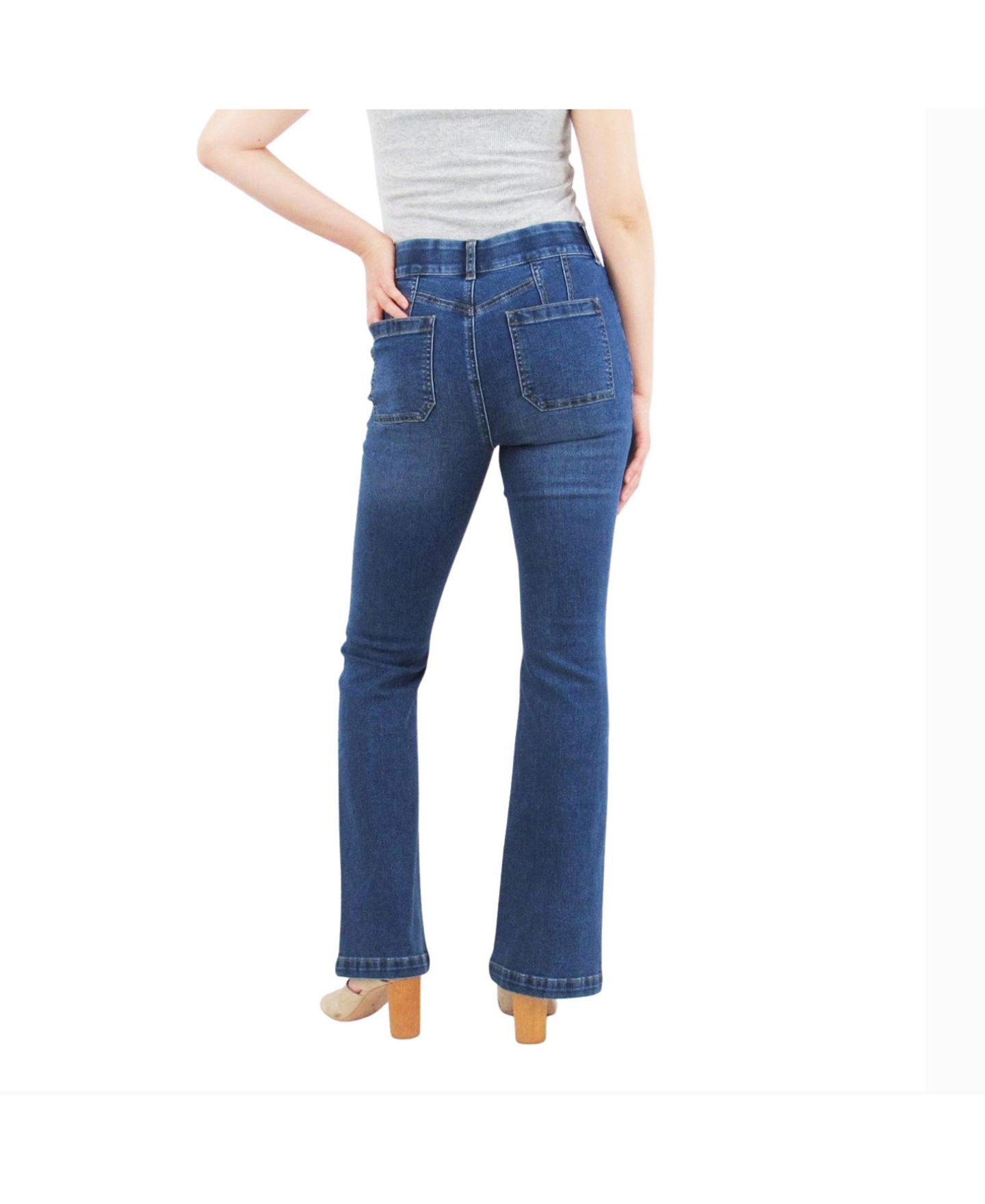 Женские джинсы Indigo Poppy Tummy Control Bootcut Jeans with Classic Pockets and back design, цвет: Средняя варка — фото 3