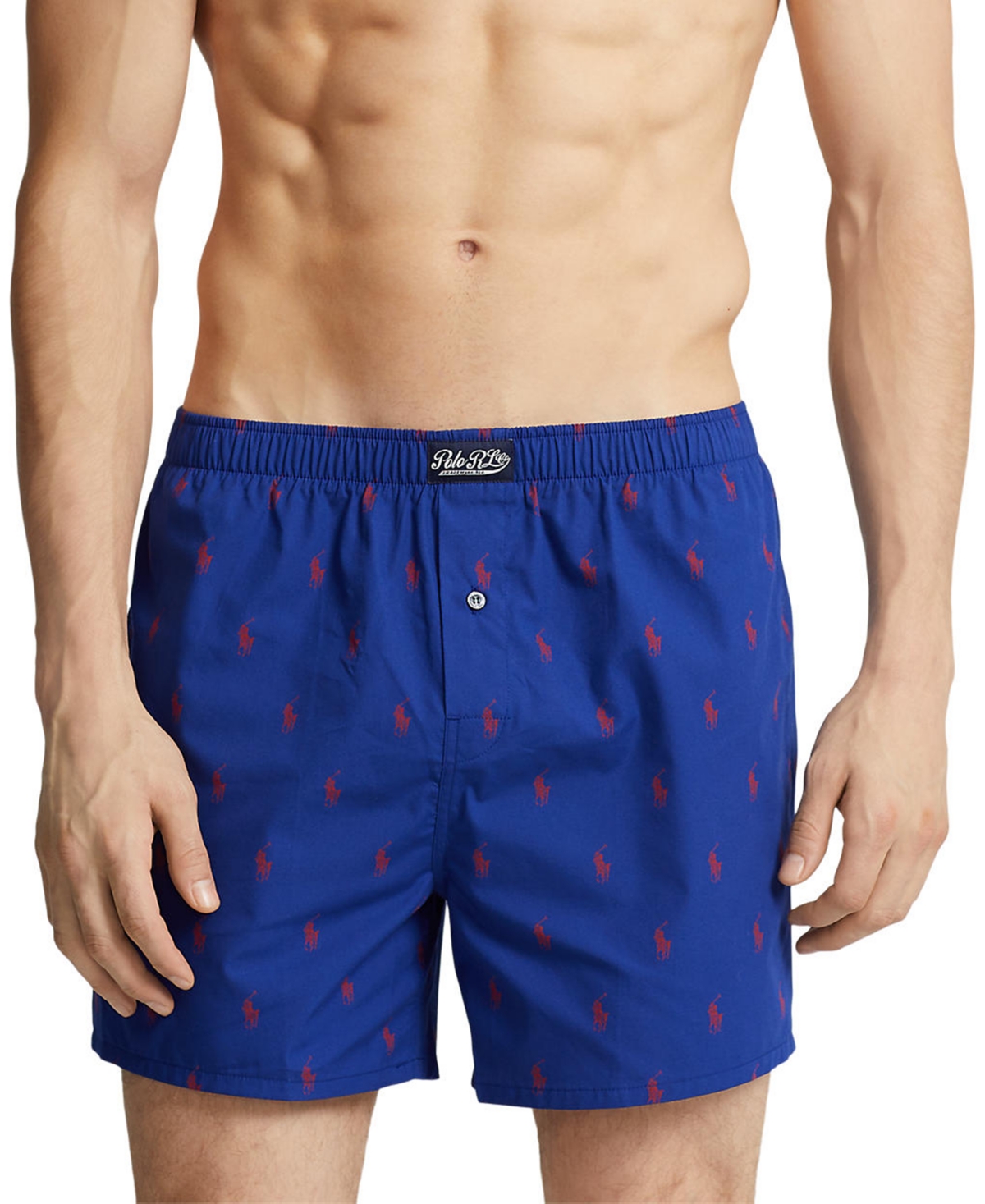 Polo Ralph Lauren Men's Cotton Printed Boxers In Heritage Royal And Red