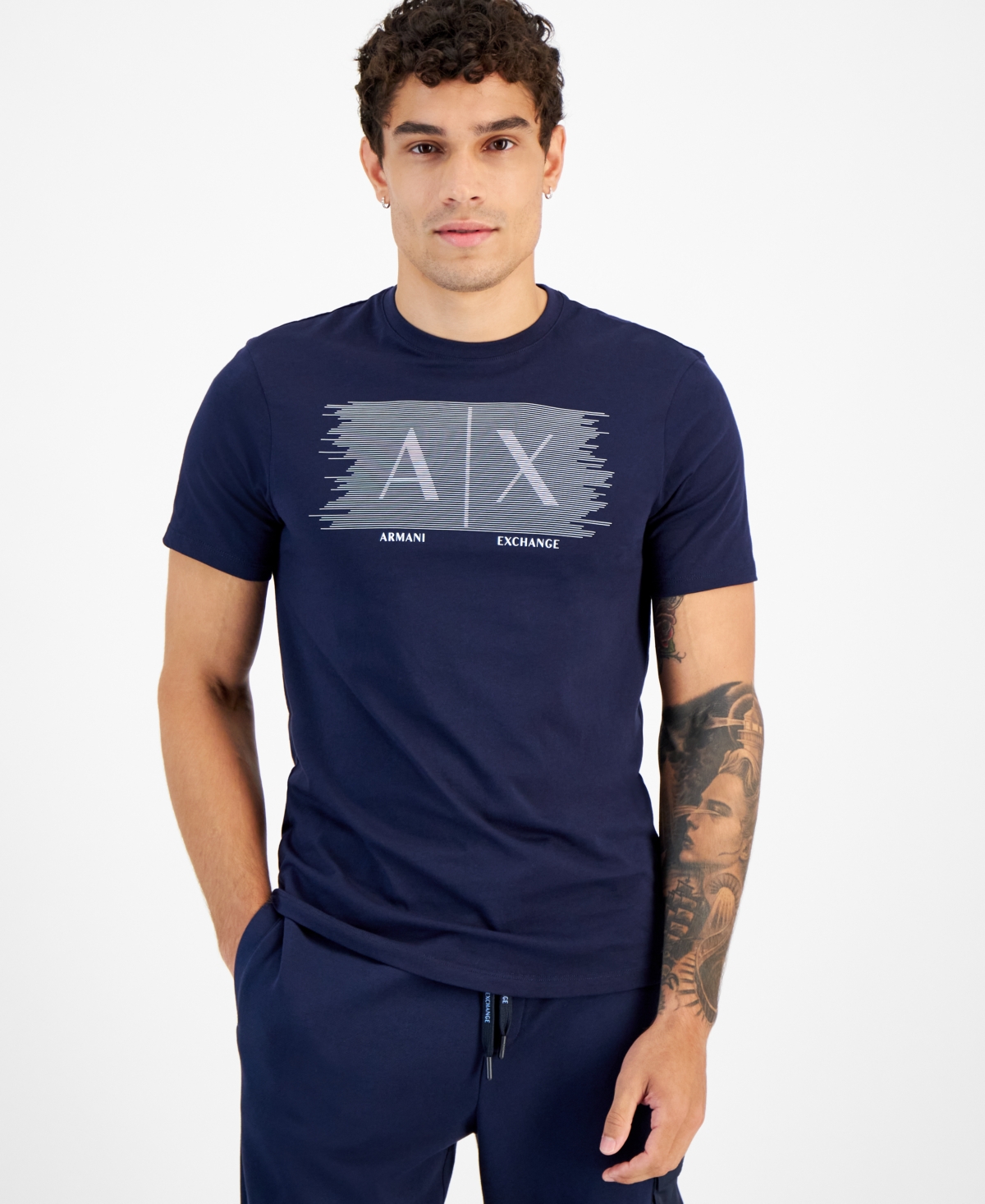 A X Armani Exchange Men's Logo Graphic T-shirt, Created For Macy's In Navy Blazer