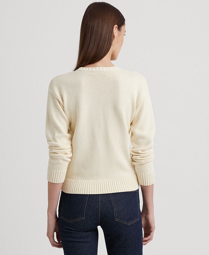 Lauren Ralph Lauren Women's Intarsia-Knit Crest Cotton-Blend Sweater ...