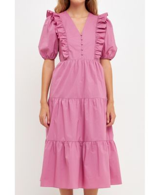 english factory ruffle detail midi dress English Factory Ruffle Detail Midi Dress