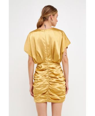 Women's Satin Wrapped & Shirred Mini Dress