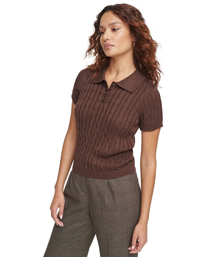 Calvin Klein Women's CableKnit ShortSleeve Top Macy's