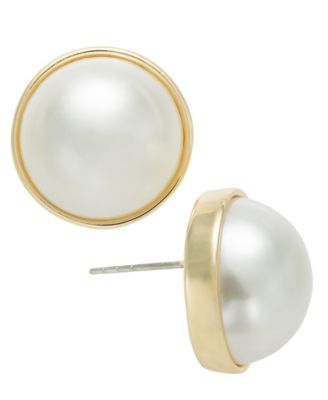 On 34th - Gold-Tone Imitation Pearl Stud Earrings, Created for Macy's