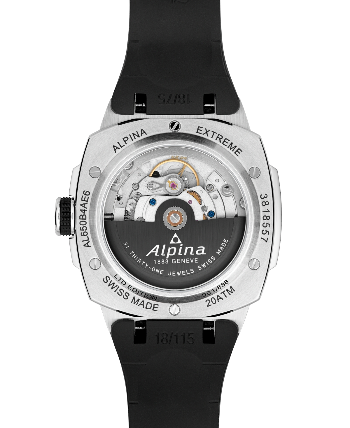 Shop Alpina Men's Swiss Automatic Alpiner Extreme Regulator Black Rubber Strap Watch 41mm