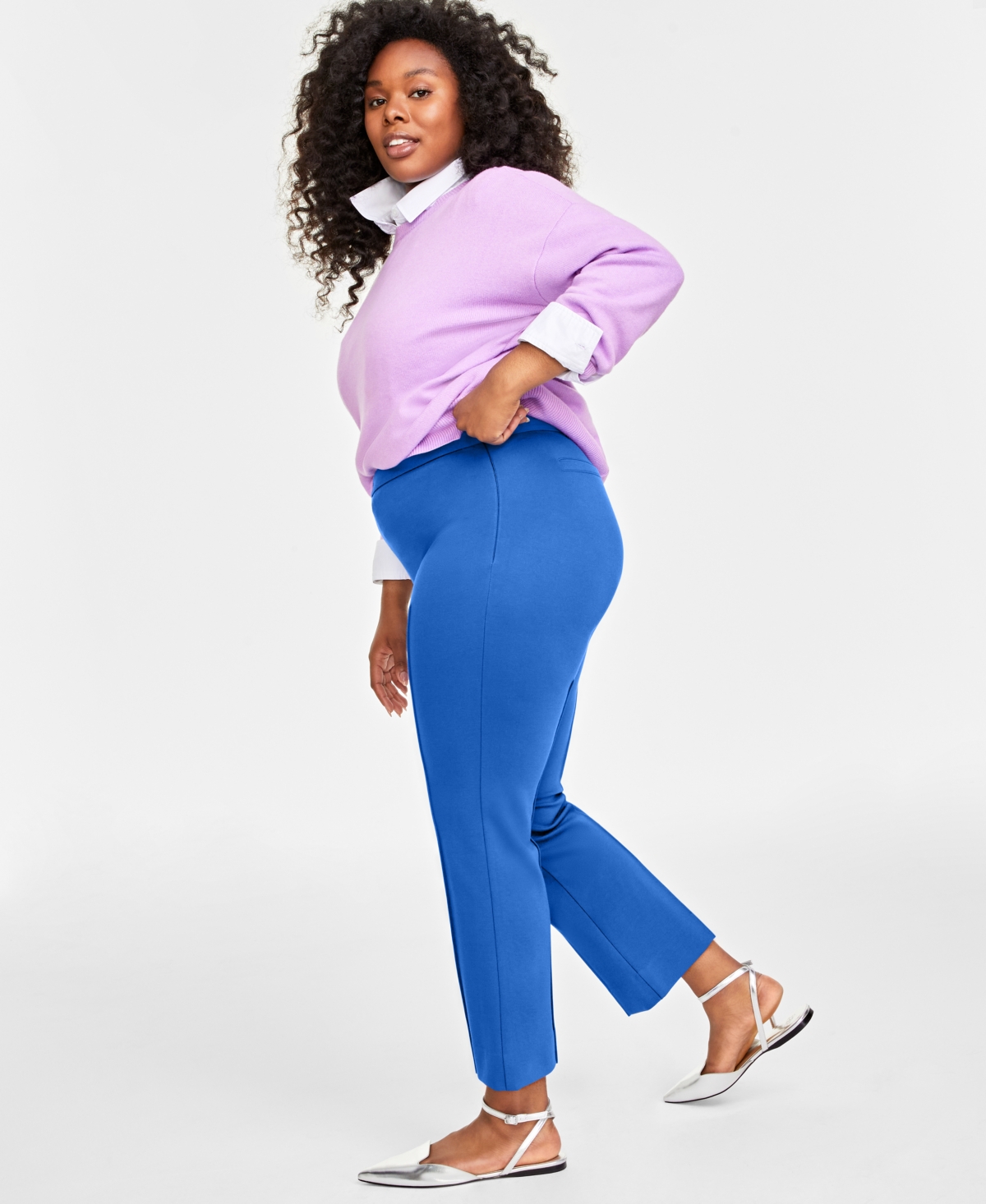 On 34th Plus Size Ponte Kick-flare Ankle Pants, Regular And Short Length, Created For Macy's In Cobalt Glaze