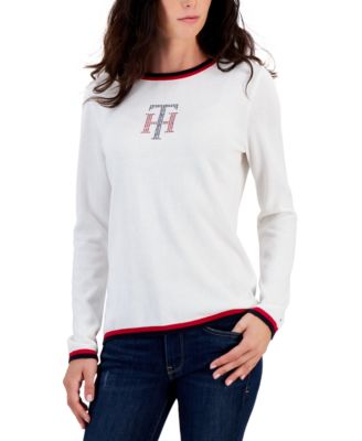 Women's Cotton Embellished-Logo Sweater
