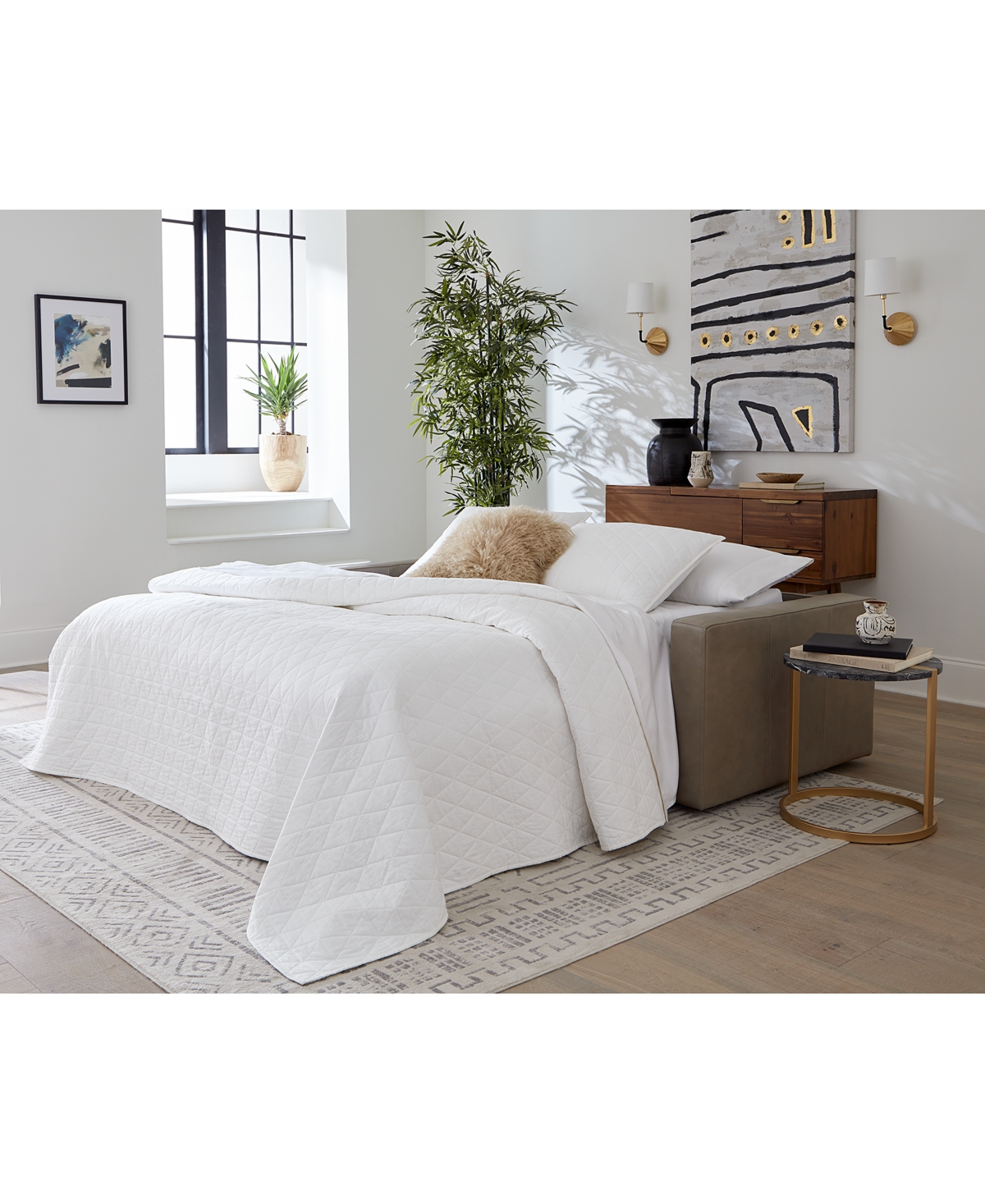 Macy's Shevrin Leather Sleeper Sofa, Created For  In Taupe