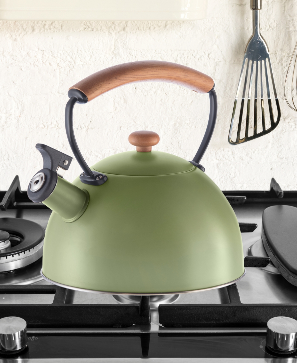Oggi 2.5 Litre Whistling Tea Kettle with Wood Handle