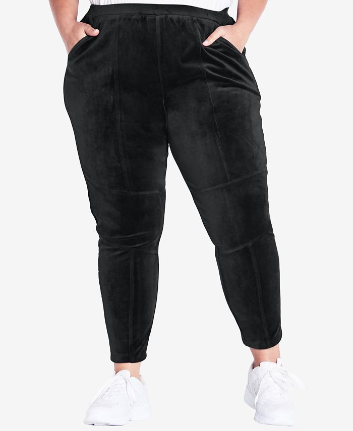 AVENUE Plus Size Velour Panel Pull On Pants - Macy's