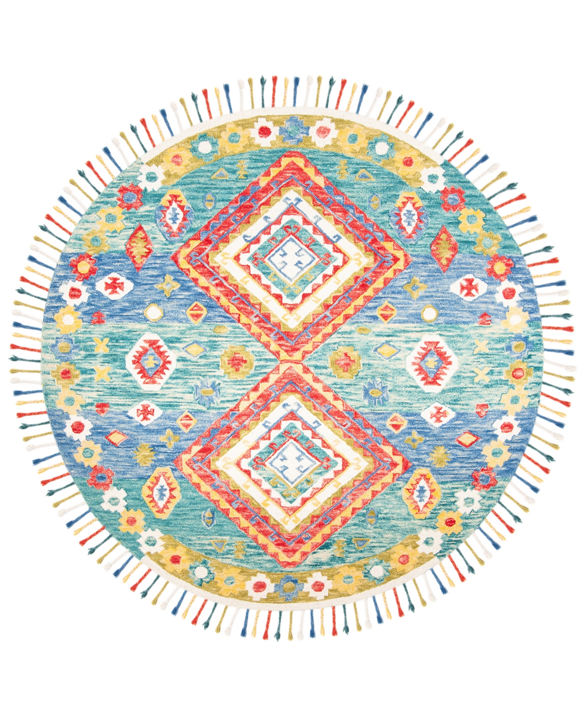 Safavieh Aurora APN119 7' x 7' Round Area Rug - Green, red