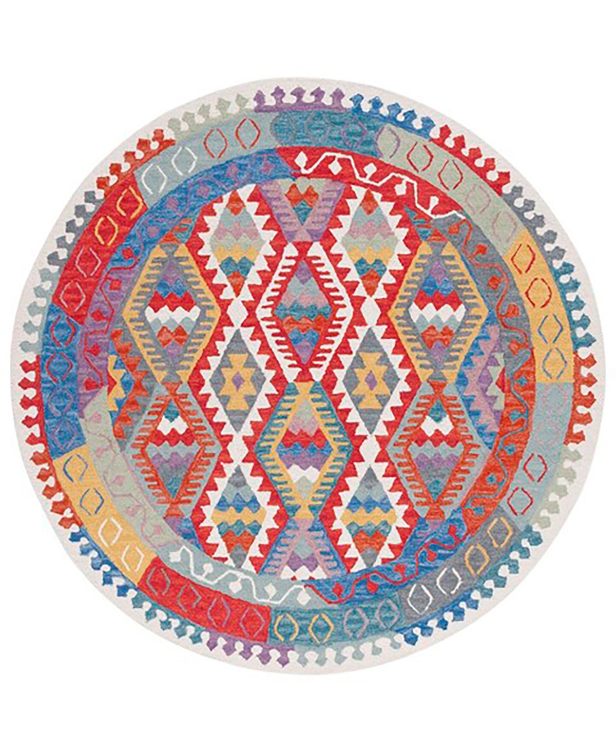 Safavieh Aurora APN407 7' x 7' Round Area Rug - Ivory, Red