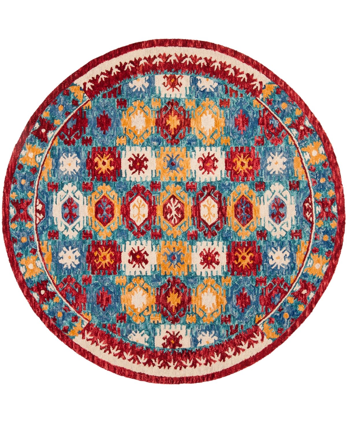 Safavieh Aurora APN505 7' x 7' Round Area Rug - Blue, Red