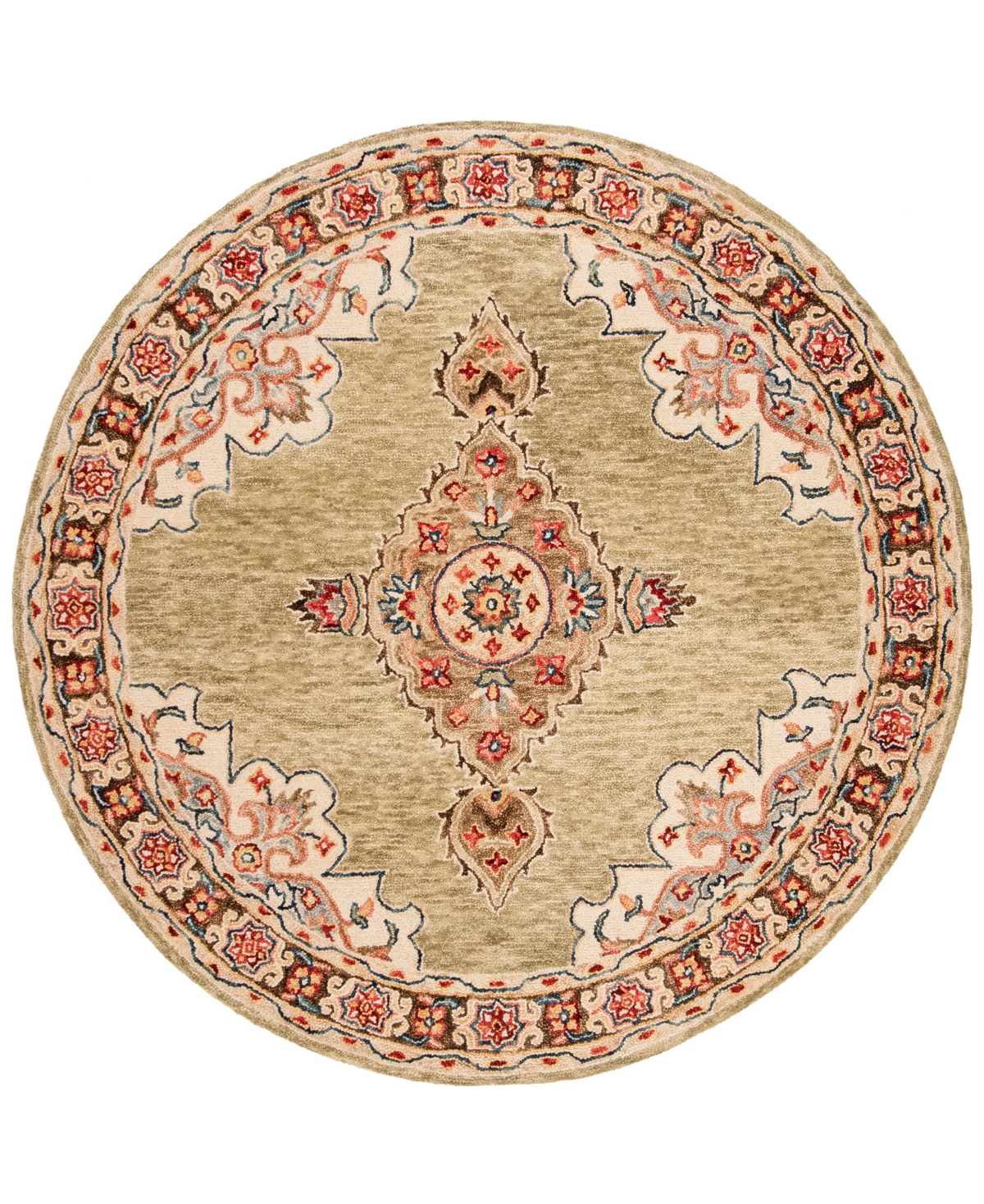 Safavieh Aurora APN506 7' x 7' Round Area Rug - Sage, Brown