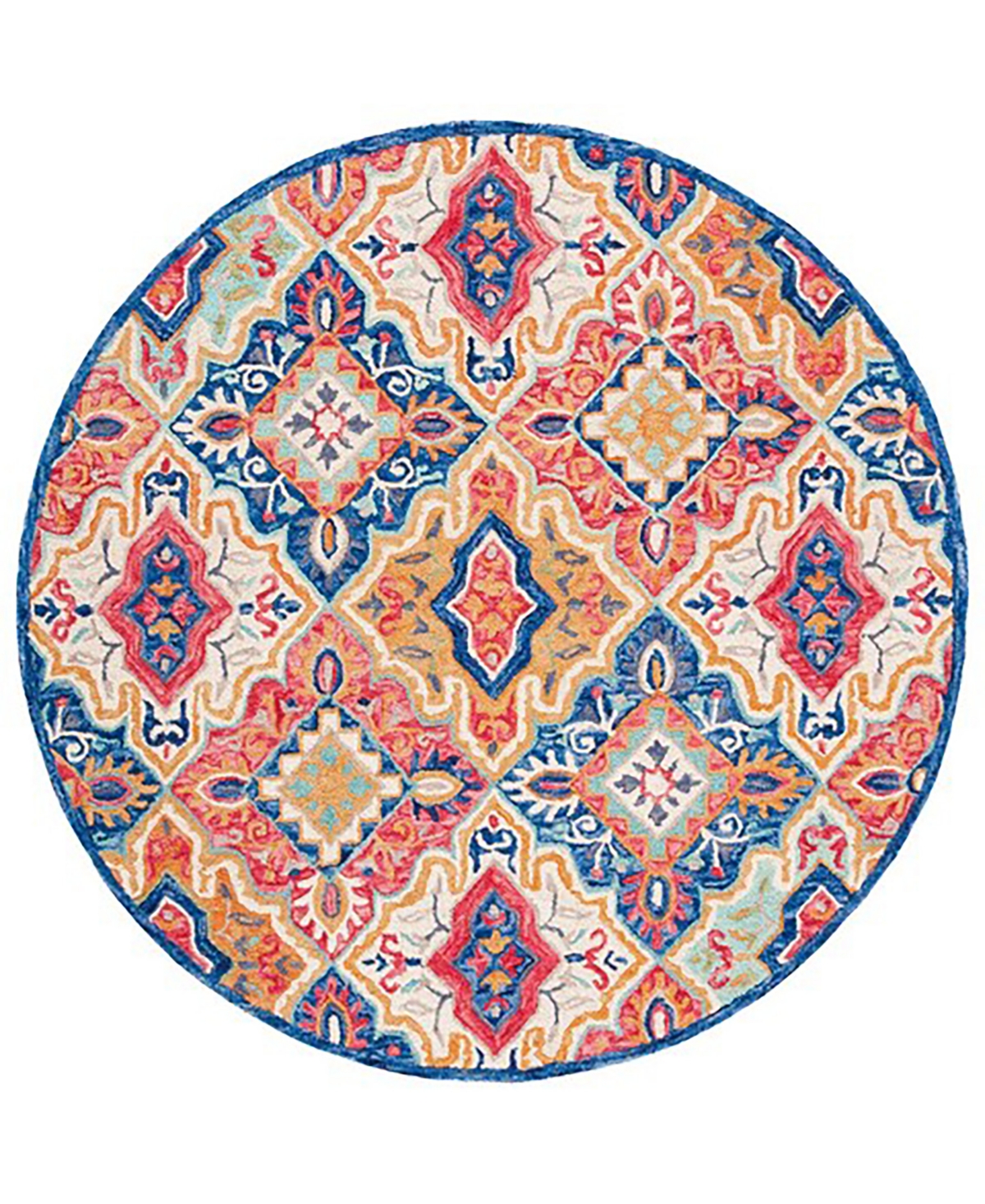 Safavieh Aurora APN526 7' x 7' Round Area Rug - Blue, Rust