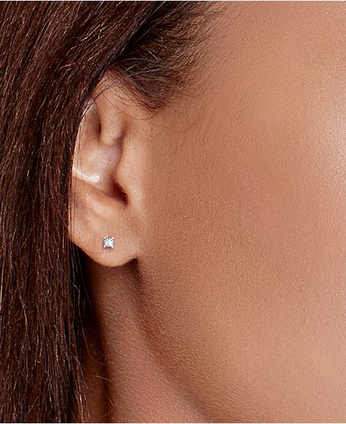 Macy S Princess Cut Diamond Stud Earrings In 10k White Gold 1 10