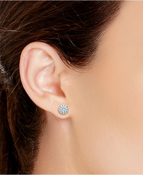 Macy S Diamond Halo Stud Earrings In 14k White Gold 1 2 Ct T W