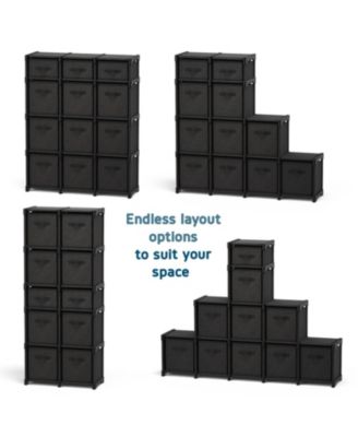 Heavy Duty 12 Cube Storage Organizer with Fabric Storage Bins