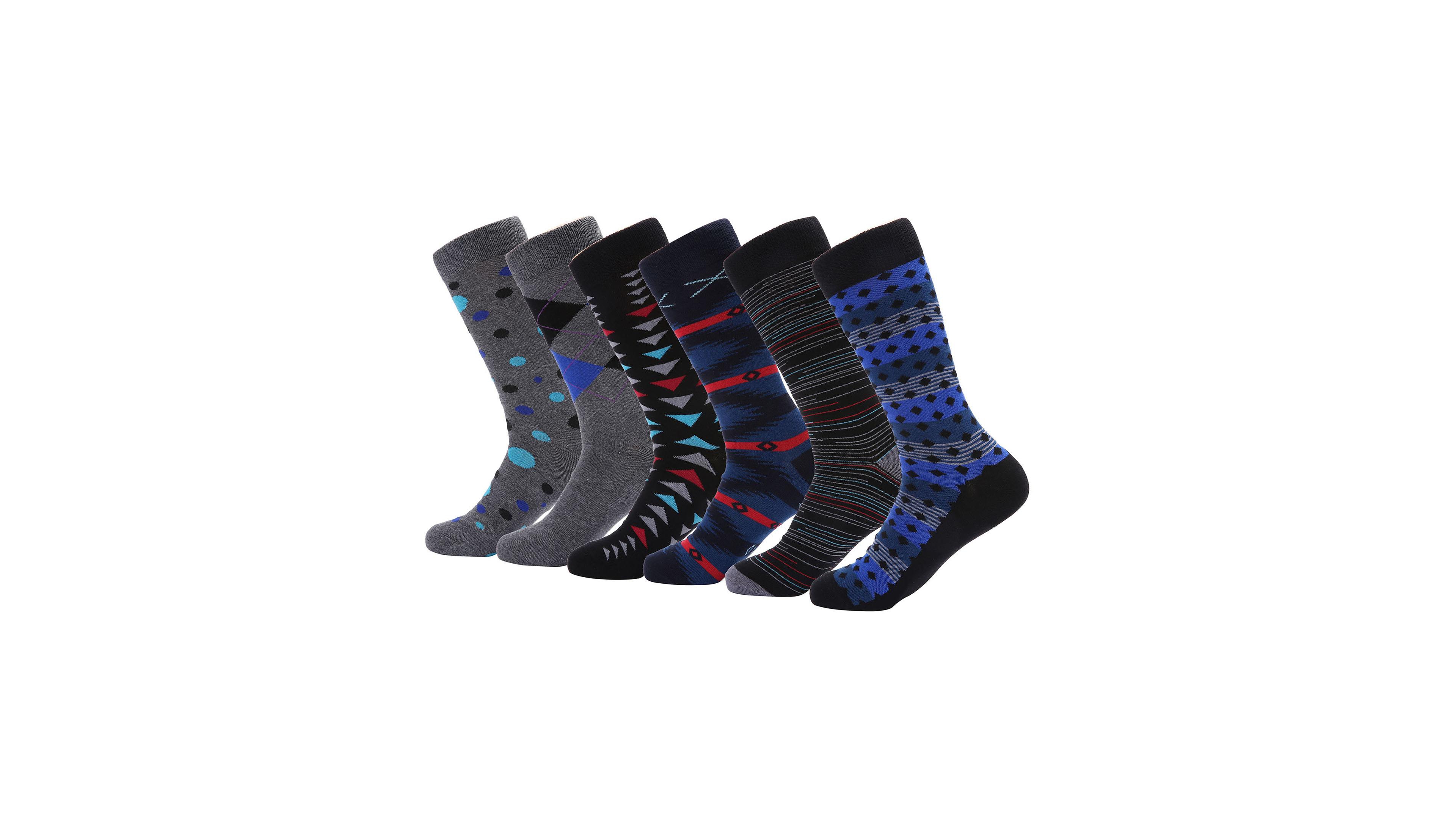 Mio Marino Men's Sleek Flair Dress Crew Socks 6 Pack