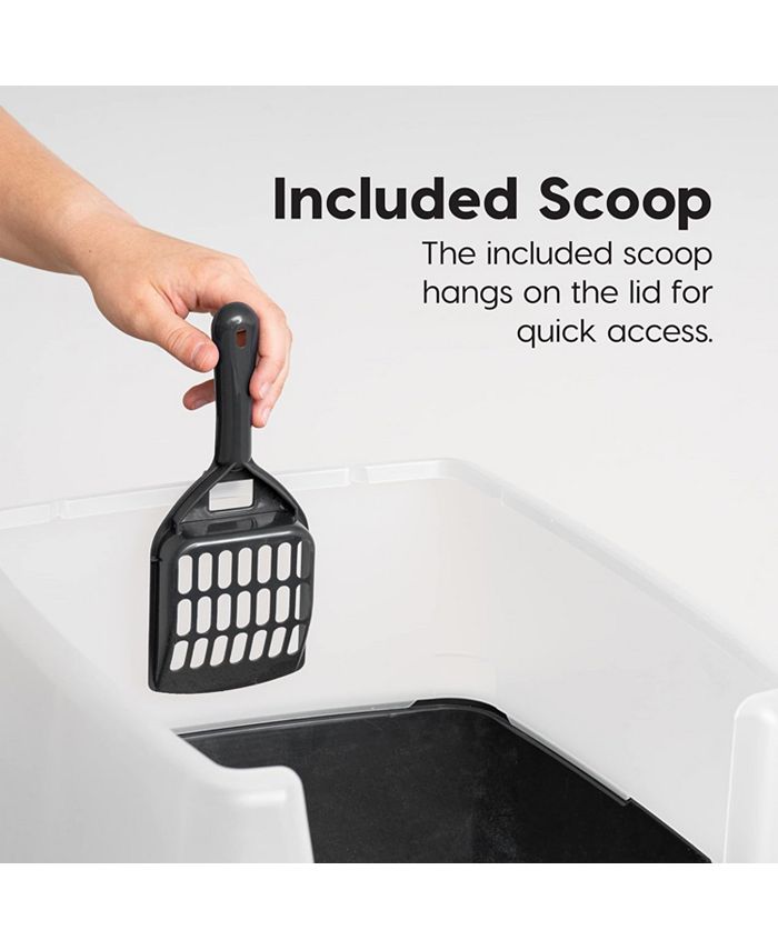 IRIS USA Cat Litter Box with Shield and Scoop, Black Macy's