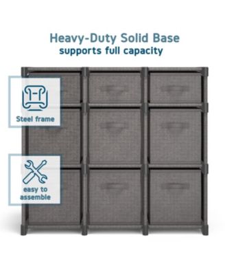Heavy Duty 9 Cube Storage Organizer with Fabric Storage Bins