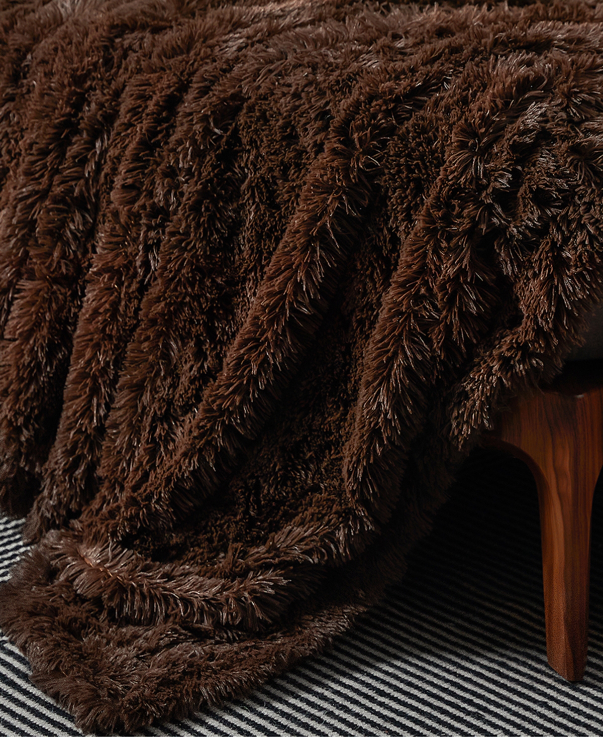 Cheer Collection Soft And Fuzzy Reversible Shaggy Throw, 60" X 70" In Brown