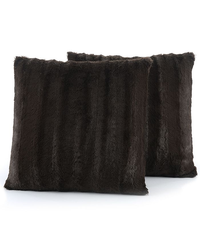 Cheer Collection Faux Fur Throw Pillow (Blue/2-Pack)