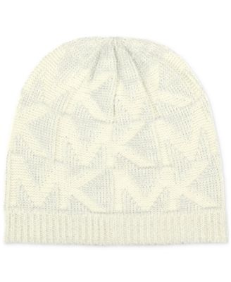 Women's Debossed Knit Metallic Beanie & Scarf Set