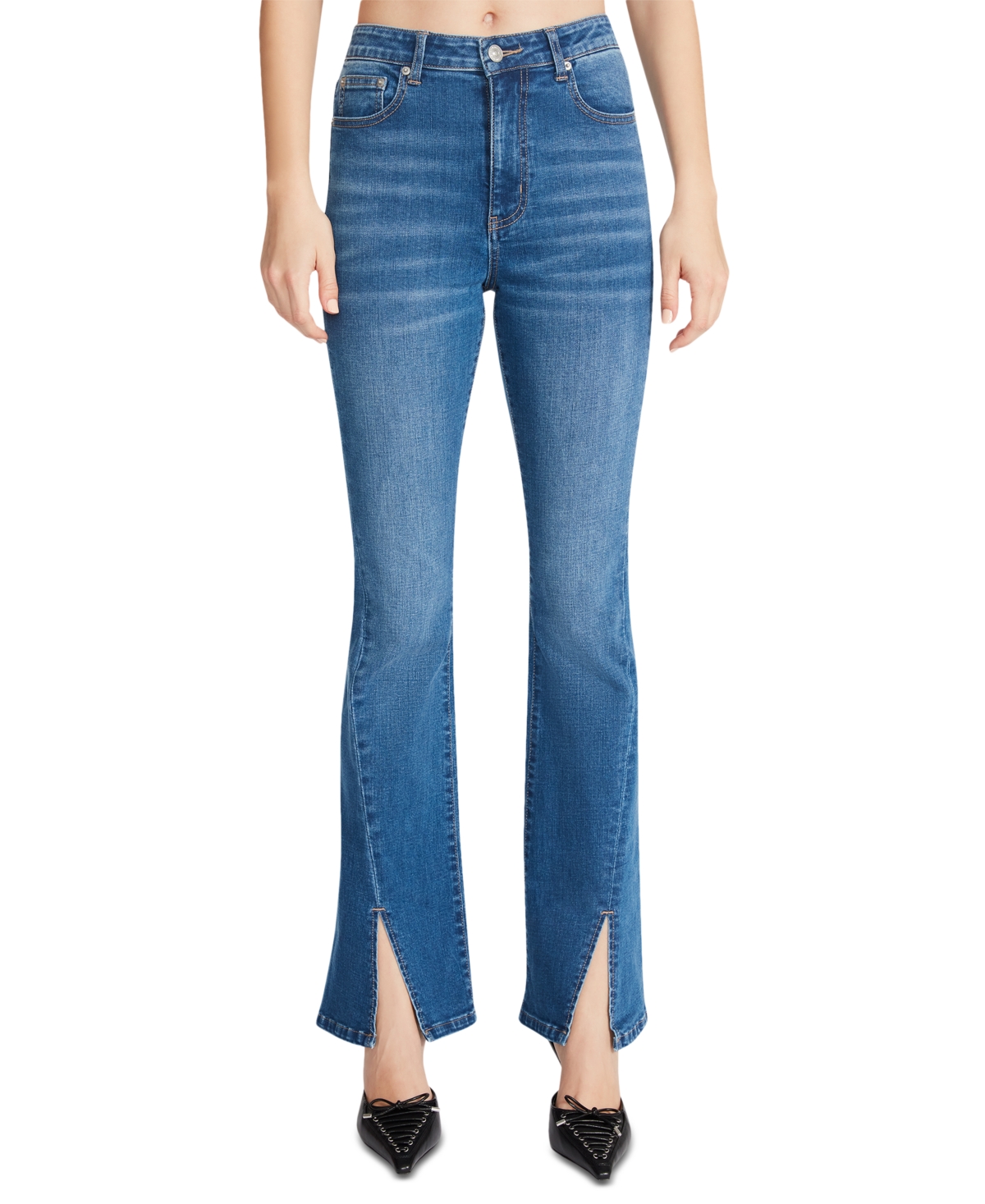 Steve Madden Women's Elia Split-hem Flare-leg Jeans In Medium Blue