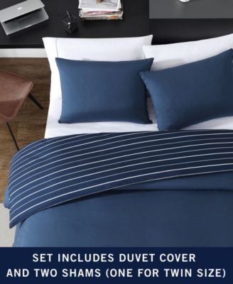 Longdale Solid Stripe Brushed Microfiber 3 Piece Duvet Cover Set, Full/Queen