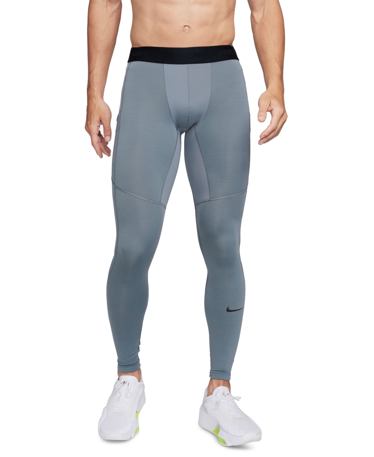 Shop Nike Men's Pro Warm Slim-fit Dri-fit Fitness Tights In Smoke Grey,black