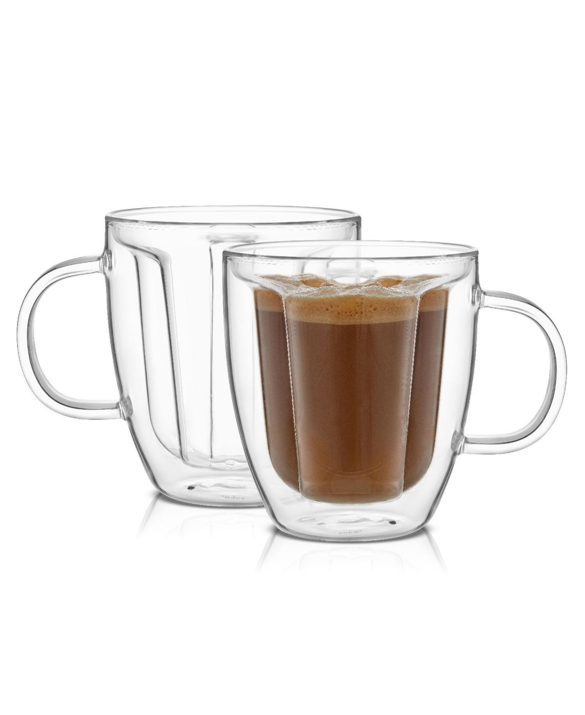 Joyjolt Mickey 3d Double Wall Coffee Mug - Set Of 2 In Clear