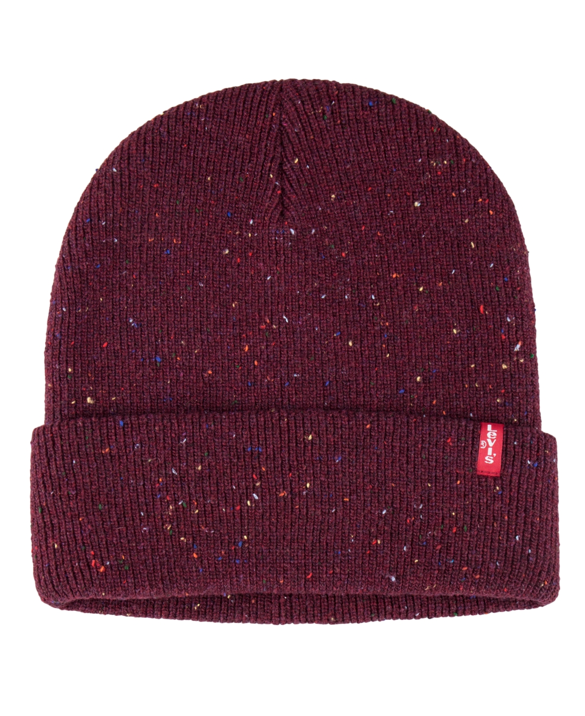 Levi's Men's Speckled Donegal Rib Knit Cuffed Beanie In Burgundy